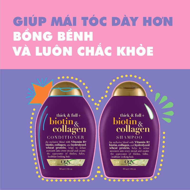 Dầu Xả Làm Dày Tóc OGX Biotin & Collagen Thick & Full + Biotin & Collagen Conditioner