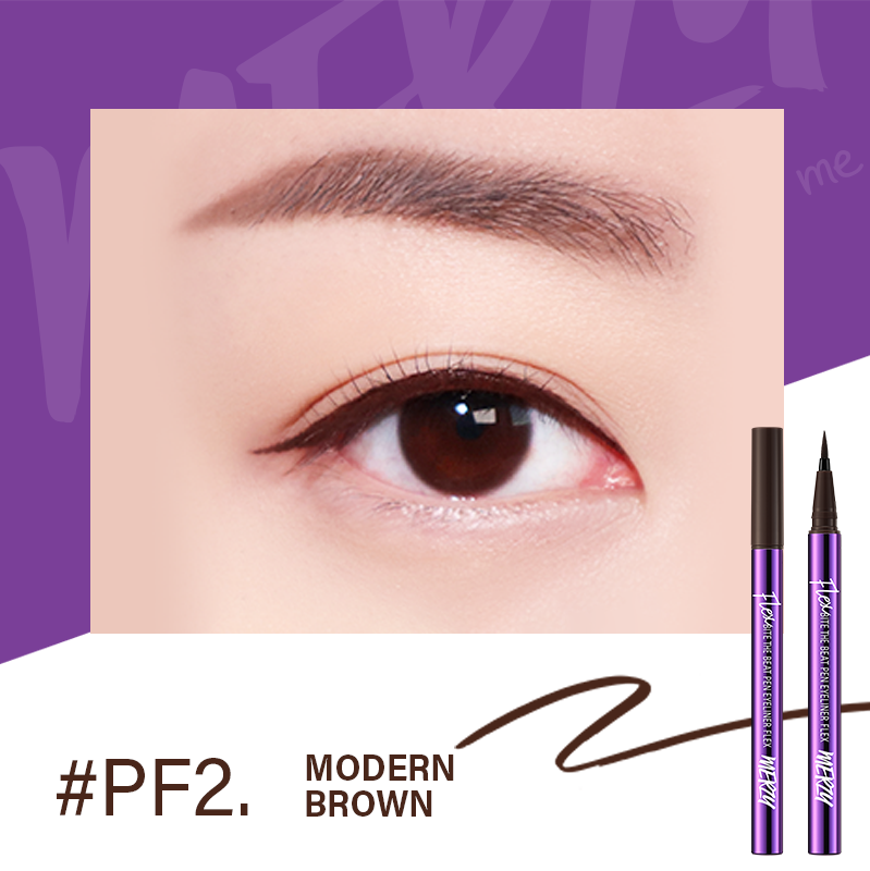 Bút Kẻ Mắt Nước Nét Mảnh, Sắc Nét, Lâu Trôi Merzy Bite The Beat Pen Eyeliner Flex 0.6g #PF2 Nâu Đen
