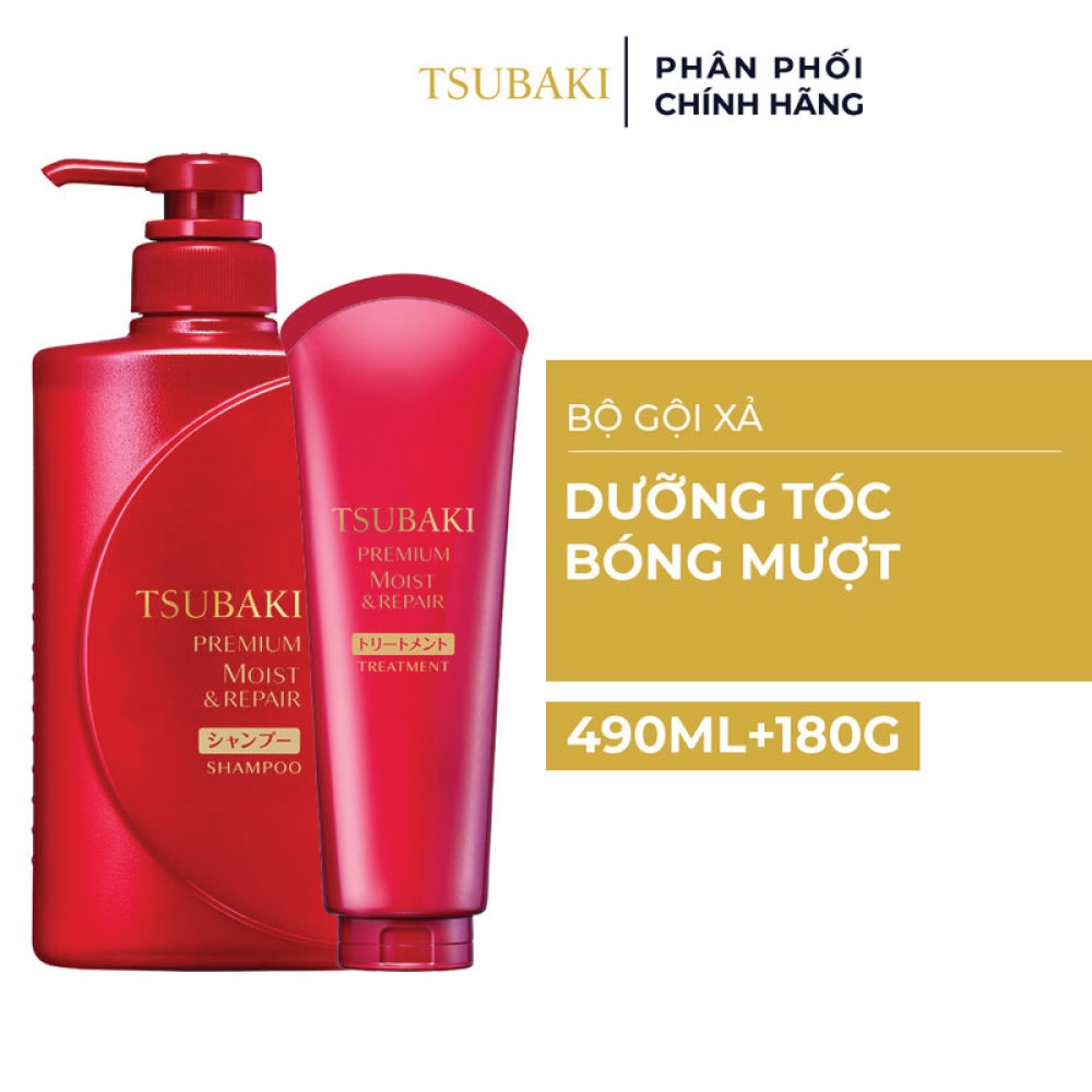 Bộ Gội Xả Tsubaki Dưỡng Tóc Bóng Mượt 490ml+180g