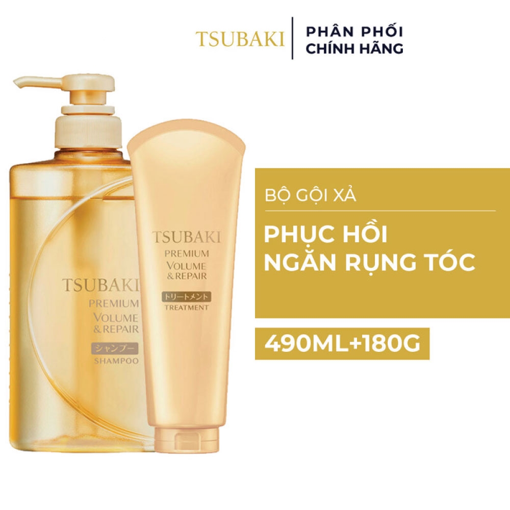 Bộ Gội Xả Tsubaki Phục Hồi Ngăn Rụng Tóc 490ml+180g