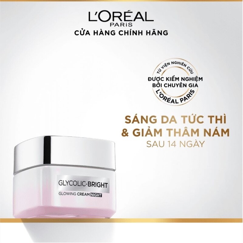 Kem Dưỡng L'Oreal Paris Sáng Da Ban Đêm Glycolic Bright Glowing Cream
