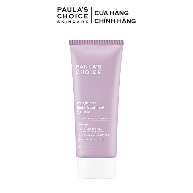 Kem Dưỡng Thể Paula's Choice Weightless Body Treatment 2% BHA Giảm Viêm Lỗ Chân Lông 210ml