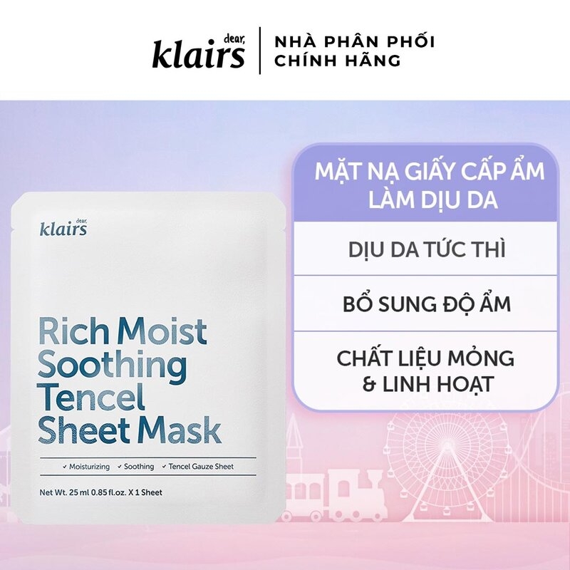 Mặt Nạ Dear Klairs Dưỡng Ẩm Và Làm Mịn Da Rich Moist Soothing Tencel Sheet Mask 25ml