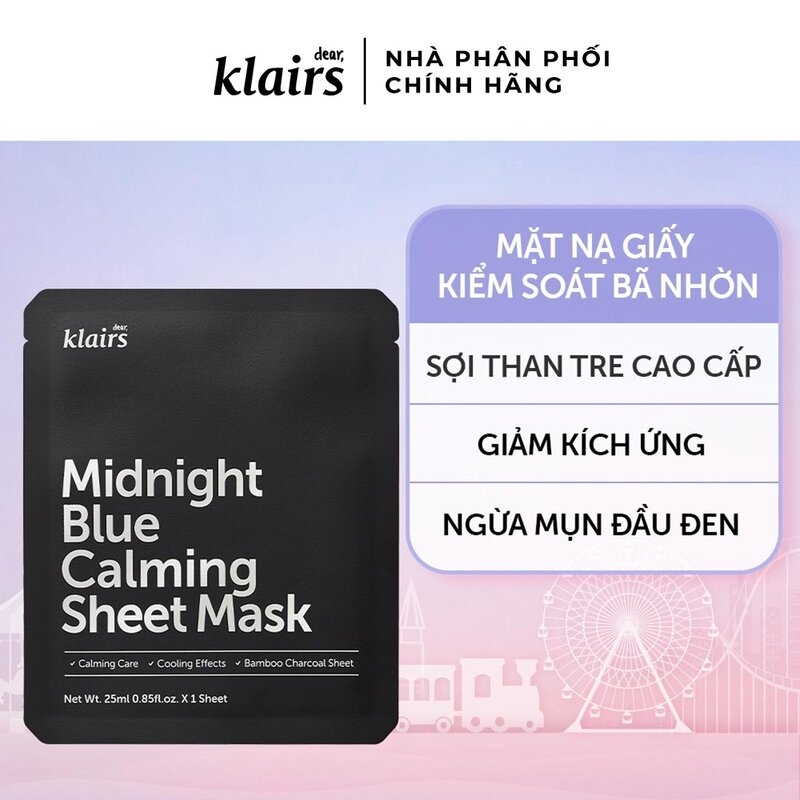 Mặt Nạ Dear Klairs Dưỡng Ẩm Và Phục Hồi Da Midnight Blue Calming Sheet Mask 25ml