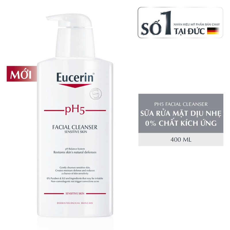 Sữa Rửa Mặt Eucerin Không Gây Kích Ứng Cho Da Nhạy Cảm PH5 Facial Cleanser 400ml