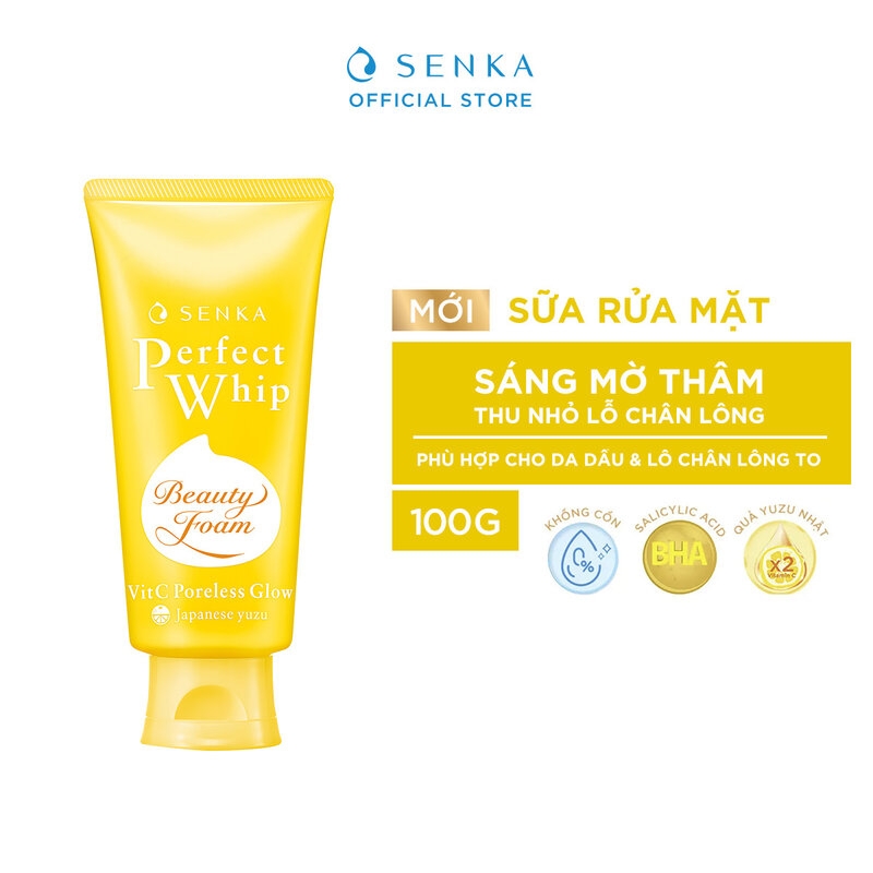Sữa Rửa Mặt Senka Perfect Whip VitC Dưỡng Sáng Mờ Thâm 100g