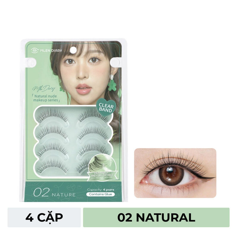 Lông Mi Giả Mlen Diary Gân Trong Suốt 4 Cặp