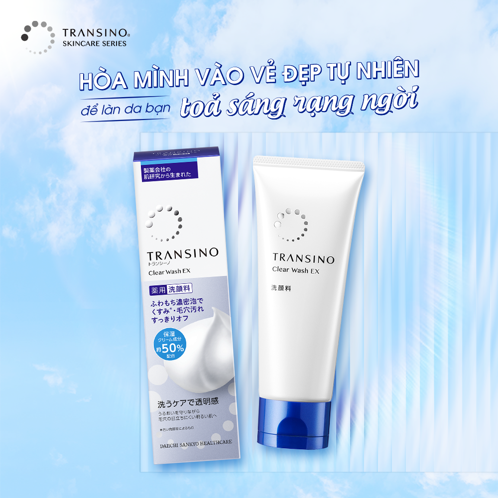 Sữa Rửa Mặt Transino Clear Wash EX Loại Bỏ Bụi Bẩn 100g
