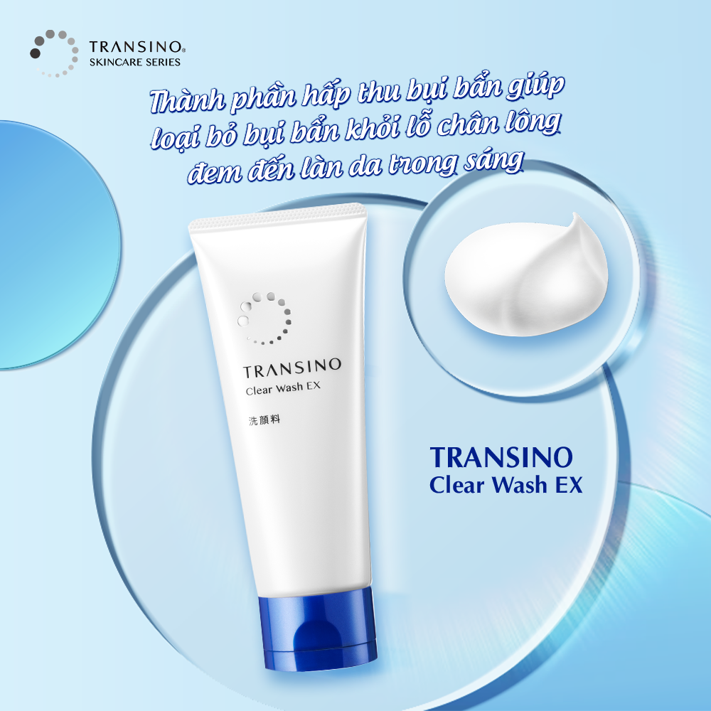 Sữa Rửa Mặt Transino Clear Wash EX Loại Bỏ Bụi Bẩn 100g