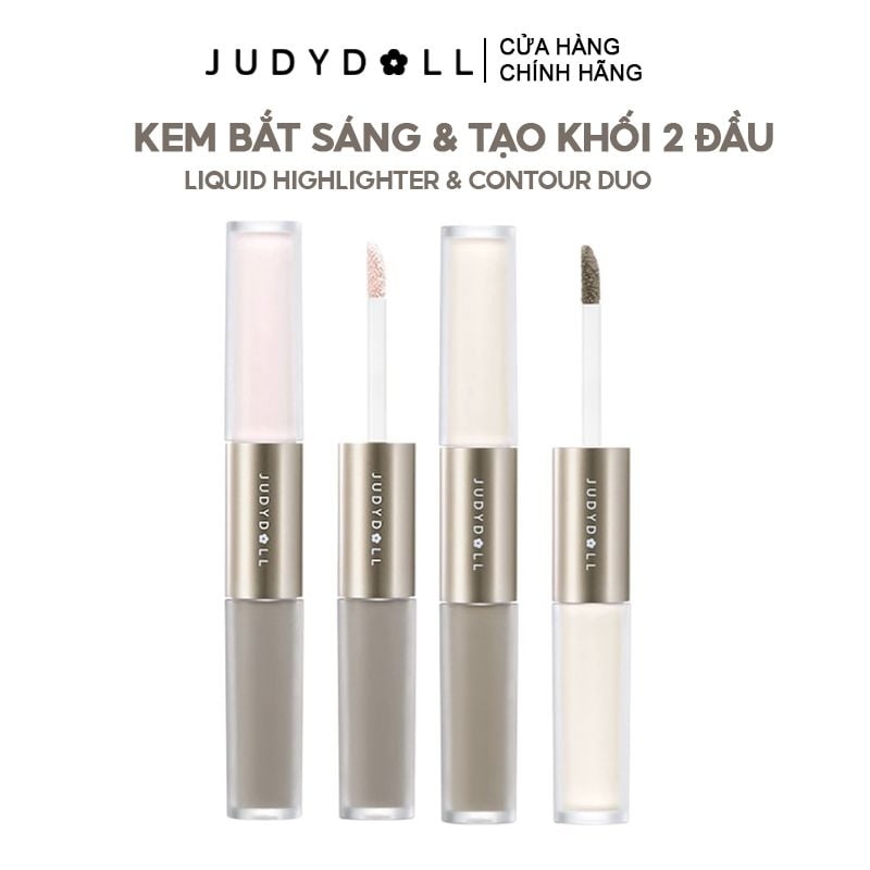 Kem Bắt Sáng & Tạo Khối 2 Đầu JUDYDOLL Liquid Highlighter & Contour Duo Lâu Trôi 4.8g