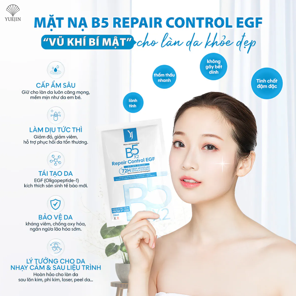 Mặt Nạ Yuejin B5x2 Repair Control EGF Dưỡng Ẩm Phục Hồi Da 25ml