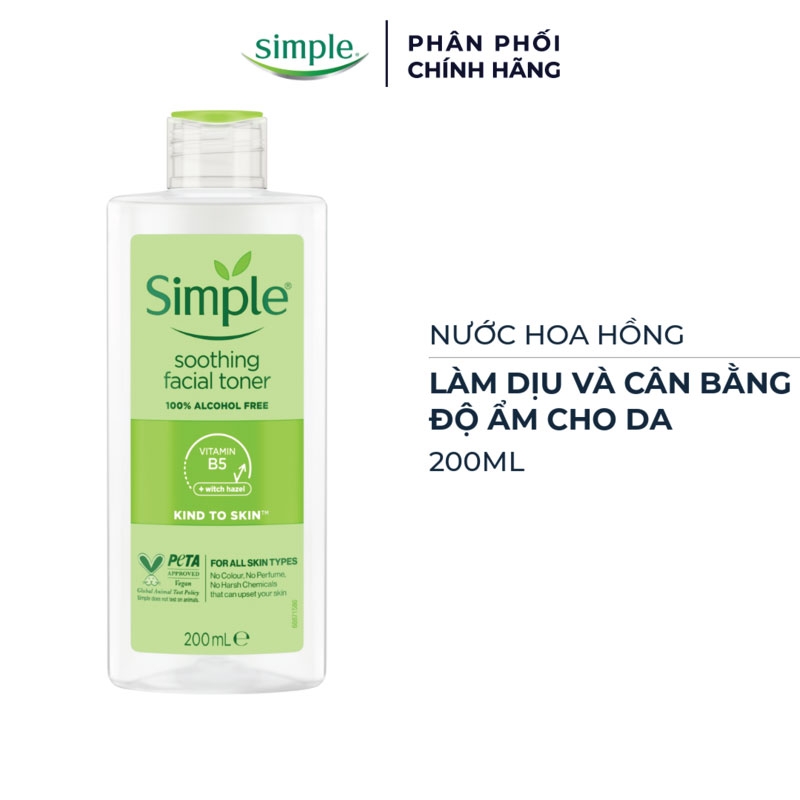 Nước Cân Bằng Simple Soothing Facial Toner Không Chứa Cồn Giúp Làm Dịu Da 200ml