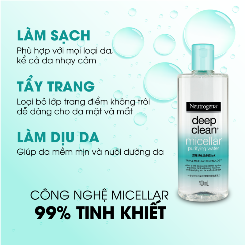 Nước Tẩy Trang Neutrogena Deep Clean Thanh Lọc & Làm Sạch Sâu 400ml