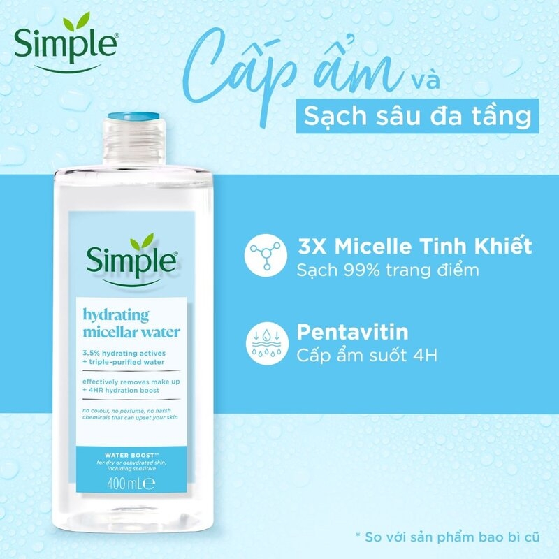 Nước Tẩy Trang Simple Sạch Sâu, Cấp Ẩm Đa Tầng 400ml