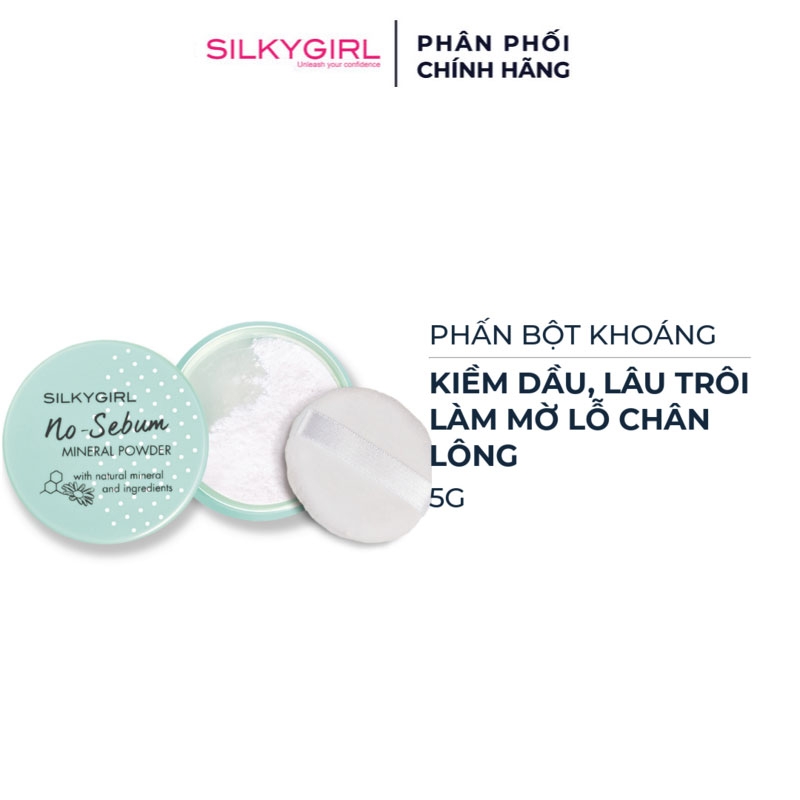 Phấn Phủ Khoáng Dạng Bột Silkygirl No-Sebum Blotting Pact Kiềm Dầu 5g