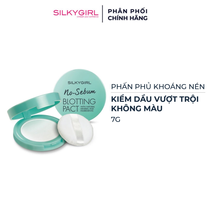 Phấn Phủ Khoáng Dạng Nén Silkygirl No-Sebum Blotting Pact Kiềm Dầu 7g