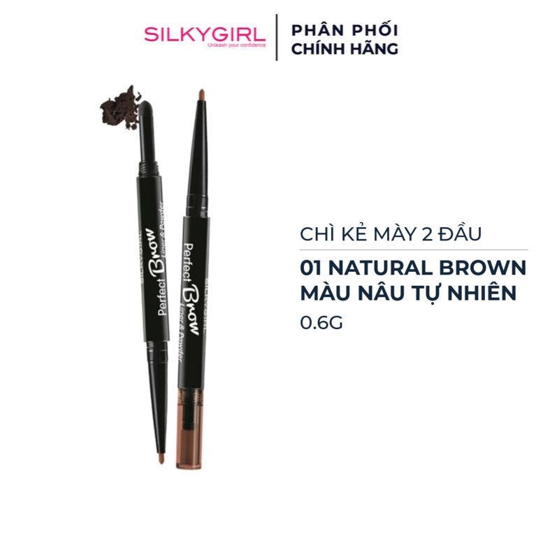 Chì Định Hình Mày Silkygirl Perfect Brow Liner & Powder - 01 Natural Brown 0.6g