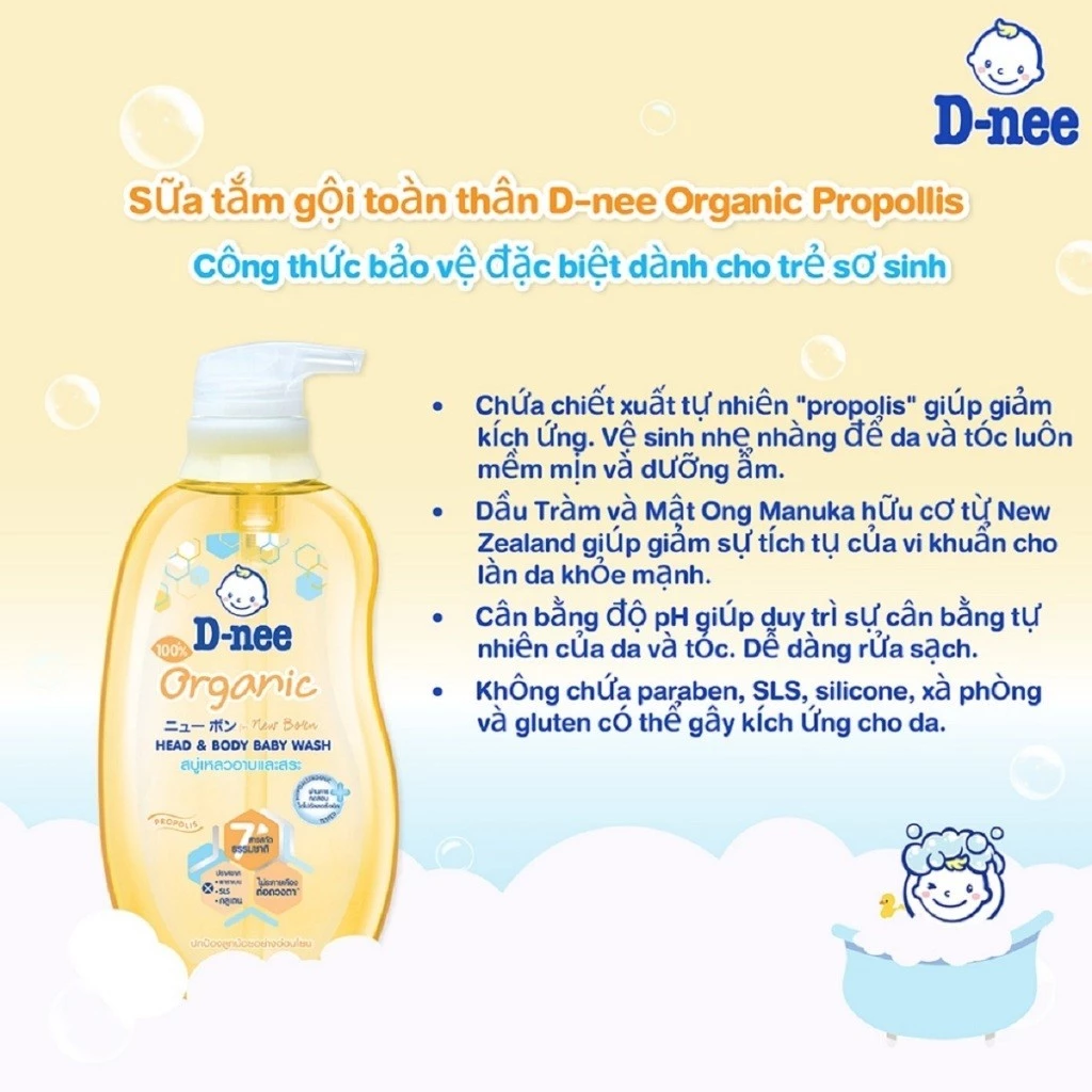 Sữa Tắm Và Gội Cho Bé D-Nee Organic 380ml