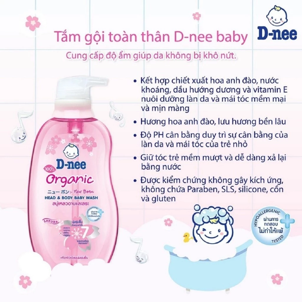 Sữa Tắm Và Gội Cho Bé D-Nee Organic 380ml