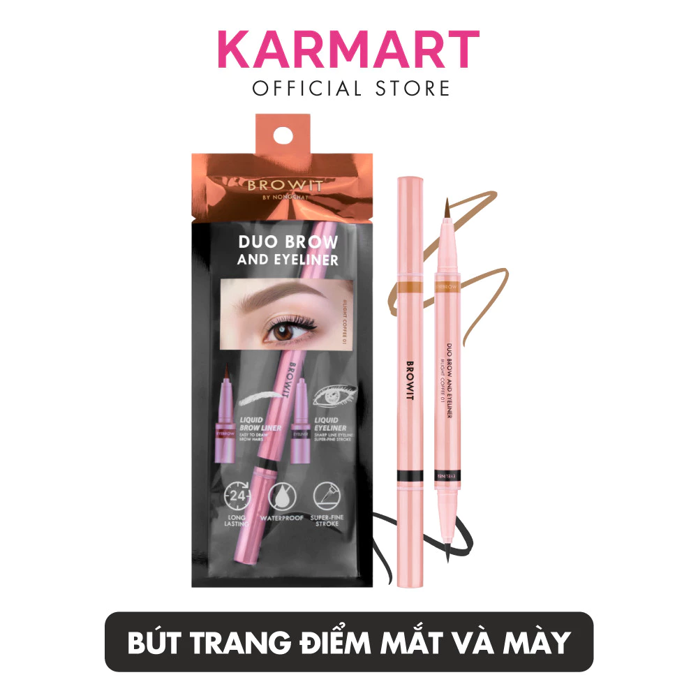 Bút Trang Điểm Mắt Và Mày Browit Duo Brow And Eyeliner 3 Colors 0.35ml+0.2ml