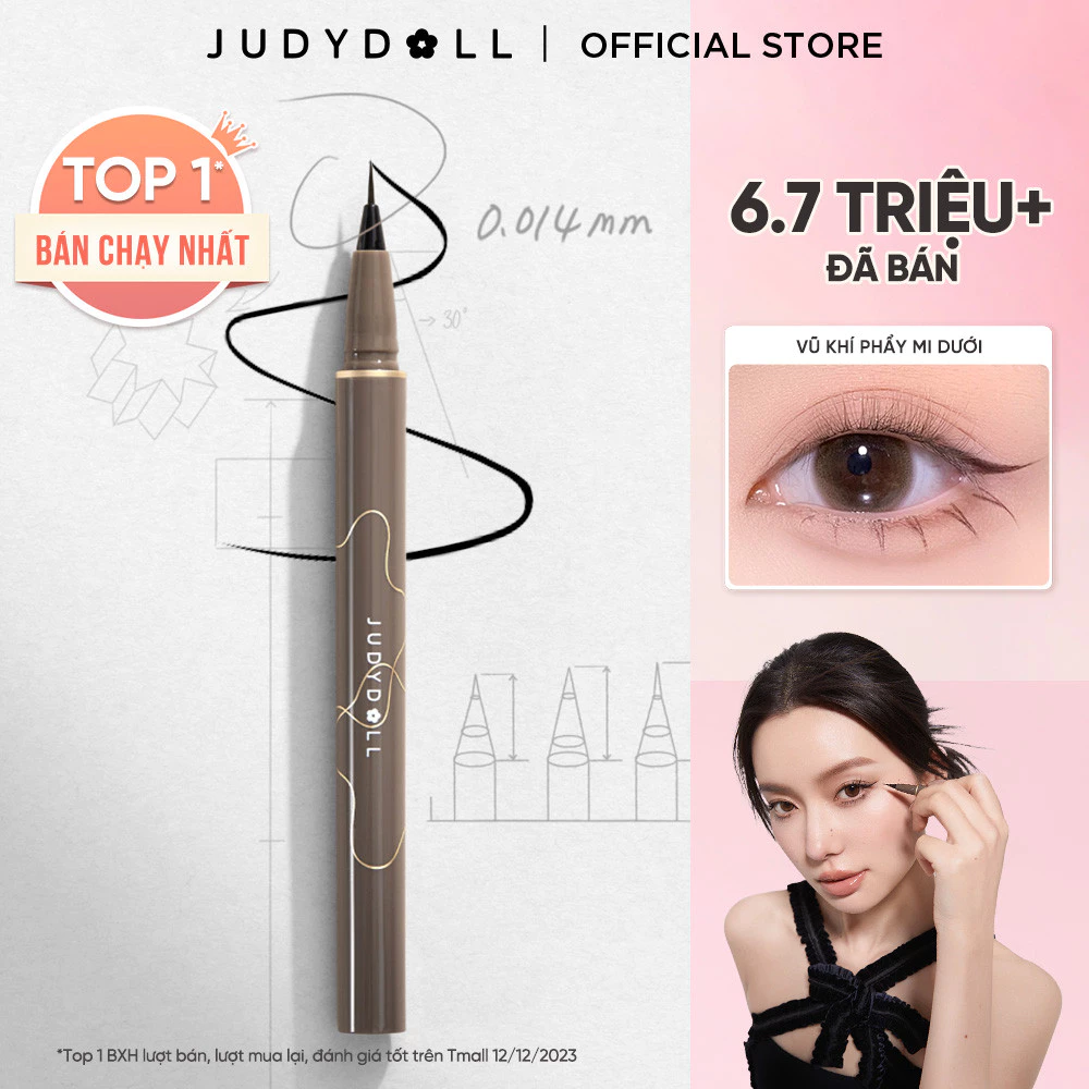 Bút Kẻ Mắt Nước Siêu Mảnh 0.014mm Judydoll Slim Liquid Eyeliner 0.4g