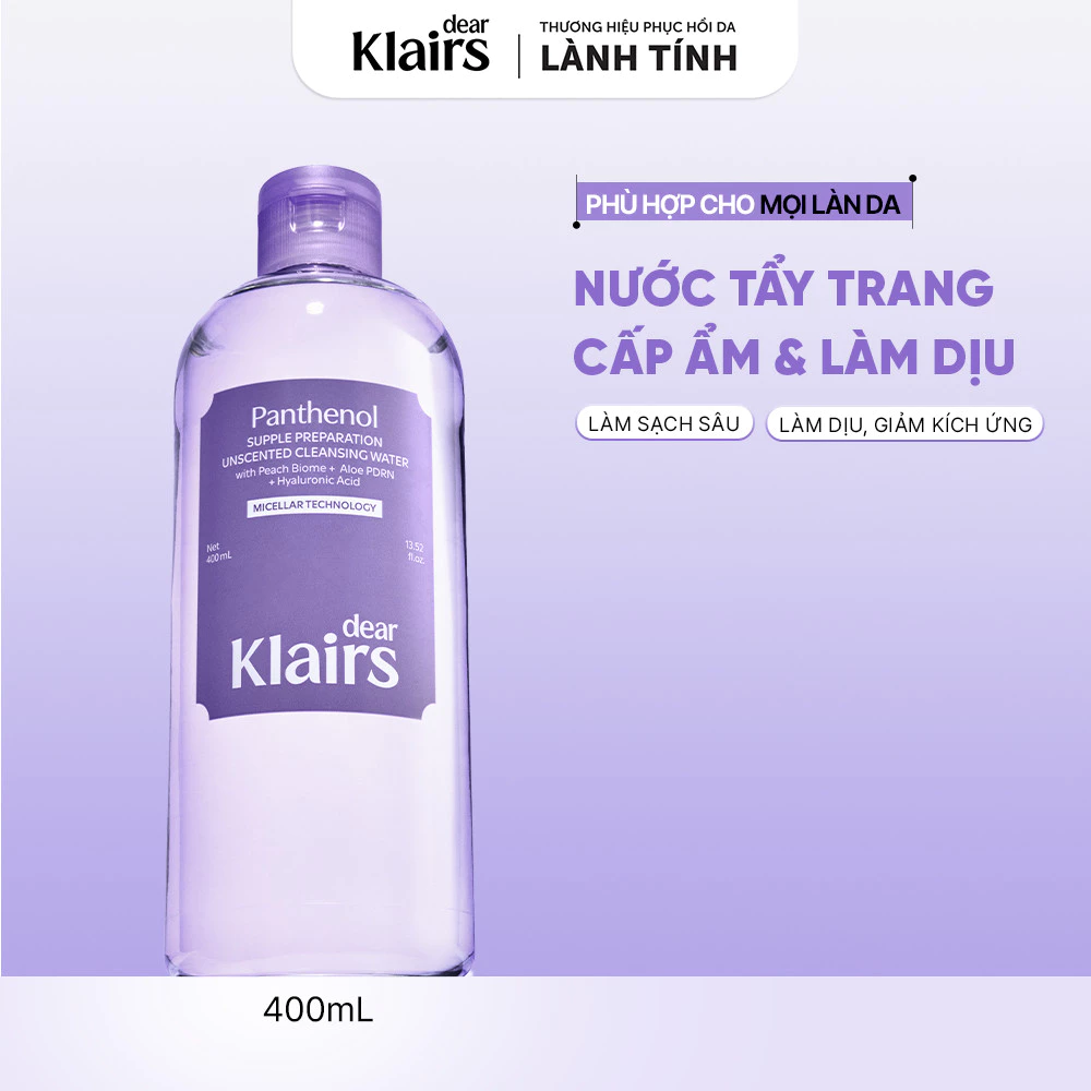 Nước Tẩy Trang Dear Klairs Supple Preparation Unscented Cleansing Water 400ml