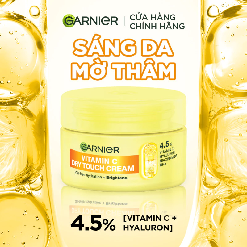Kem Dưỡng Garnier Vitamin C Dry Touch Cream Sáng Da Mờ Thâm 30ml