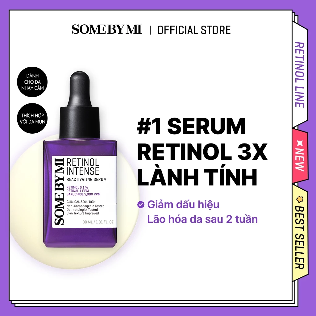 Tinh Chất Retinol Some By Mi Intense Reactivating Serum Giúp Da Căng Bóng, Cải Thiện Mụn 30ml