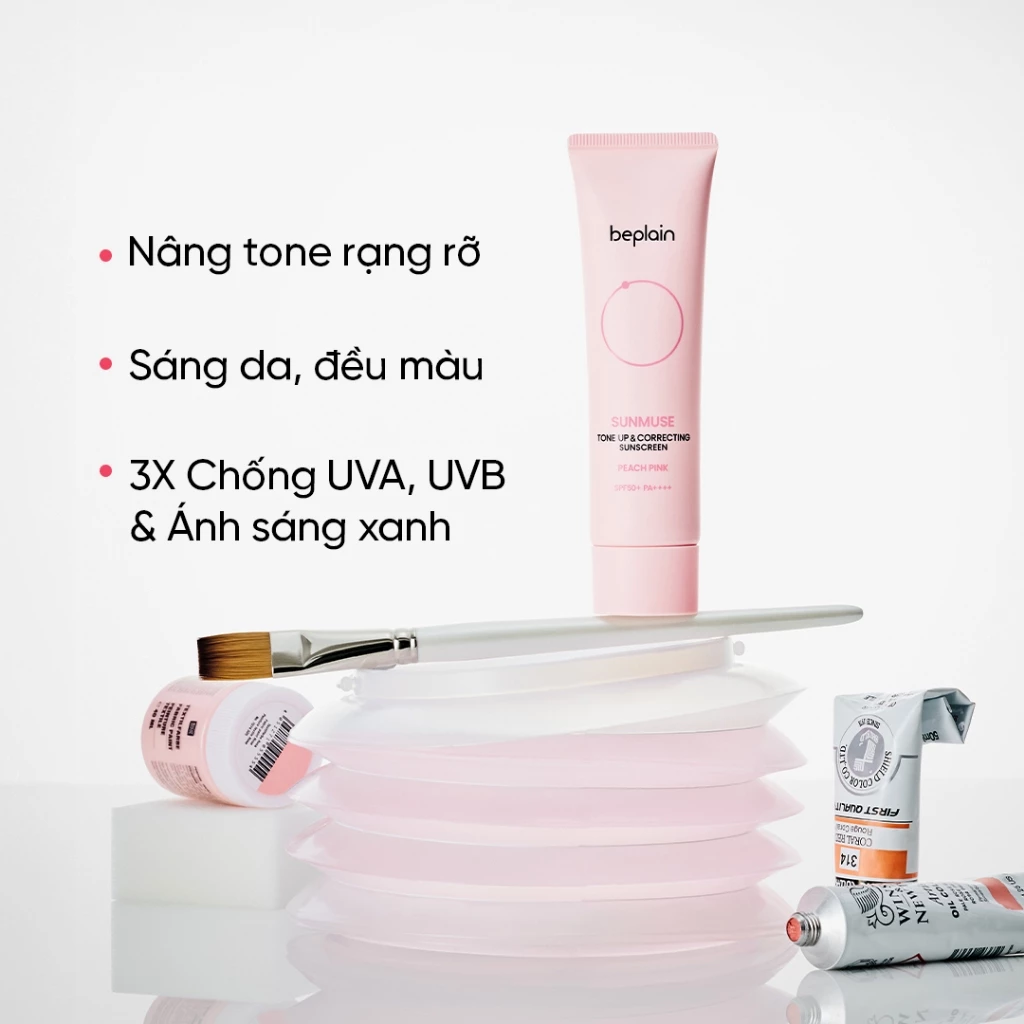 Kem Chống Nắng Beplain Nâng Tông Hồng Đào 50ml