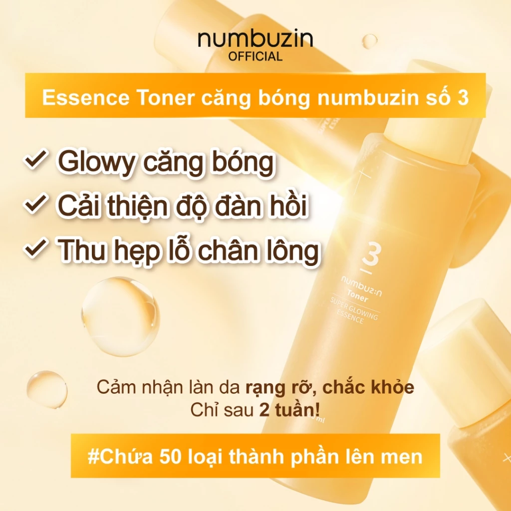 Nước Hoa Hồng Dưỡng Ẩm Numbuzin No.3 Super Glowing Essence Giúp Da Căng Bóng 200ml