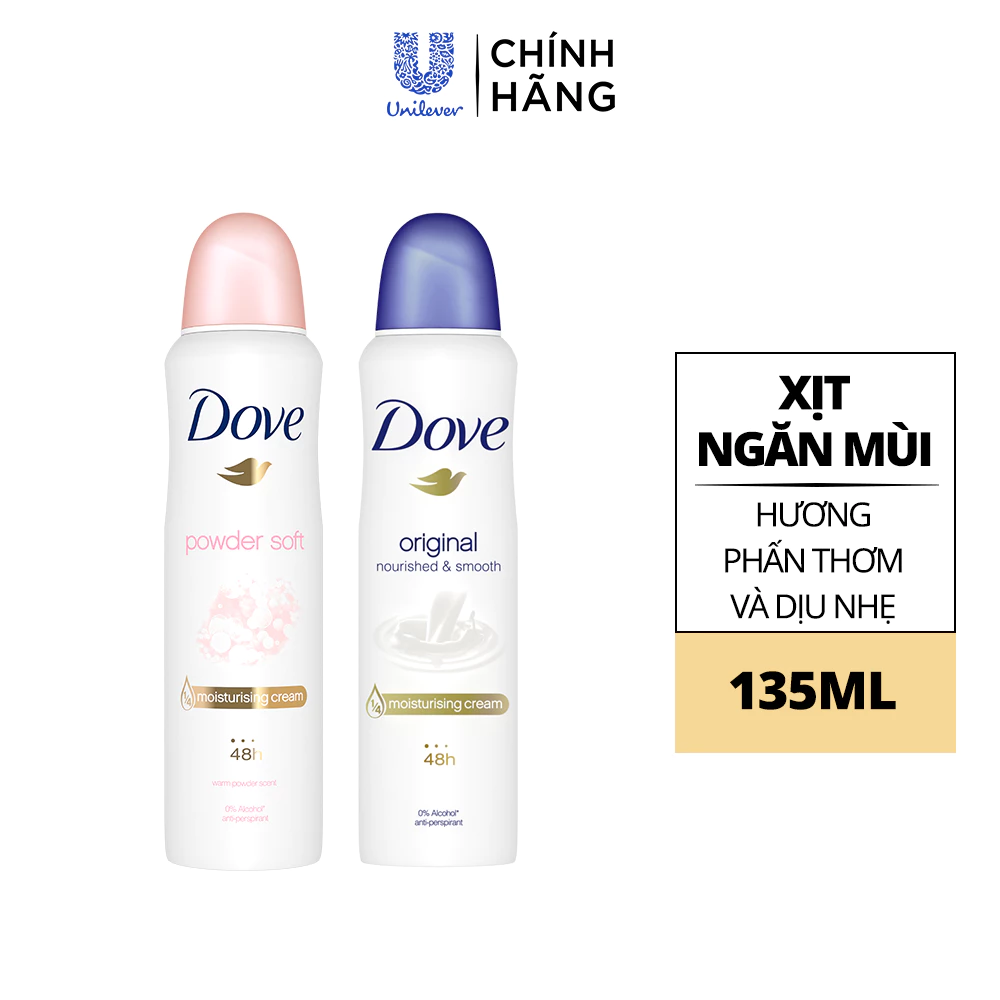 Xịt Khử Mùi Dove Dưỡng Sáng Và Khử Mùi 48h 135ml