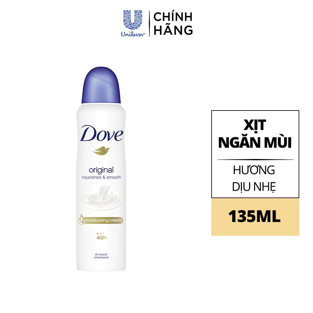 Xịt Khử Mùi Dove Dưỡng Sáng Và Khử Mùi 48h 135ml