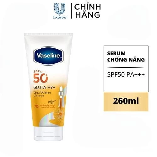 Serum Chống Nắng Dưỡng Thể Hương Tươi Mát Vaseline Glow Defense SPF50+ PA++++ 260ml