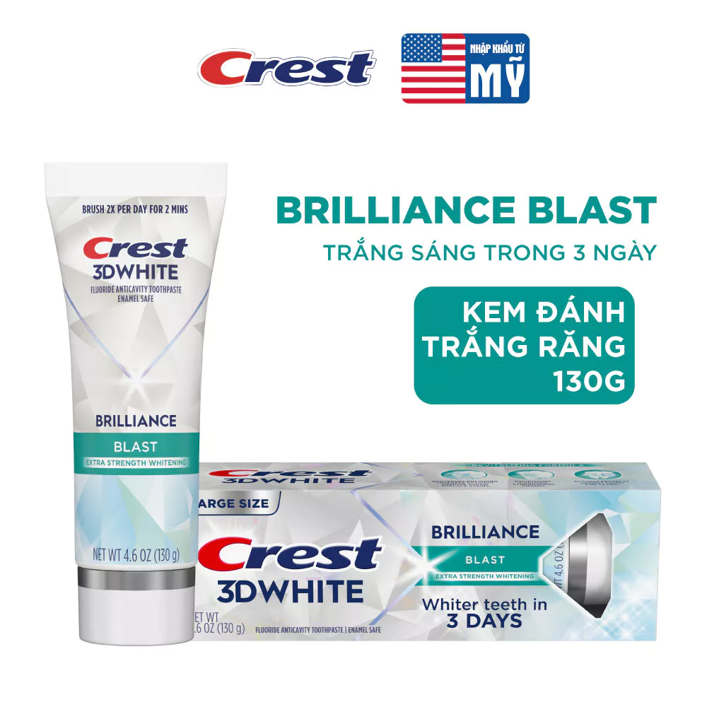 Kem Đánh Trắng Răng Crest 3D White Brilliance 130g