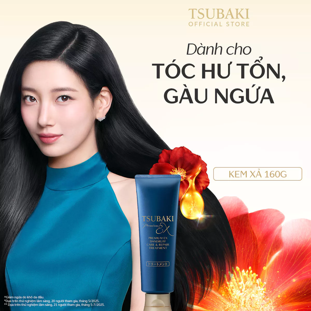 Kem Xả Phục Hồi & Ngăn Ngừa Gàu Tsubaki Premium Ex Dandruff Care & Repair Treatment 160g