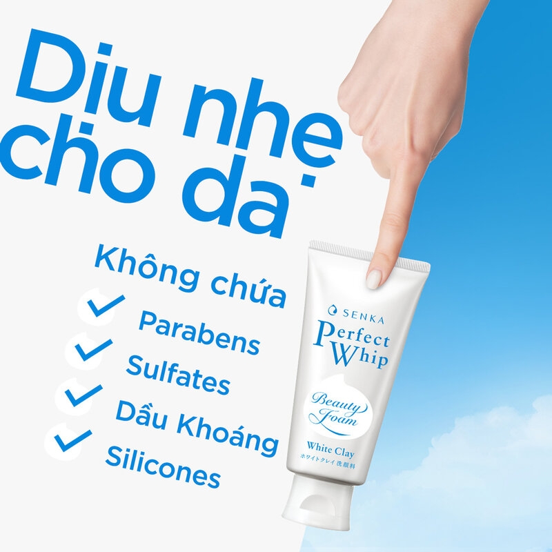 Sữa Rửa Mặt Senka Perfect White Clay Đất Sét Trắng Làm Đều Màu Da 120g