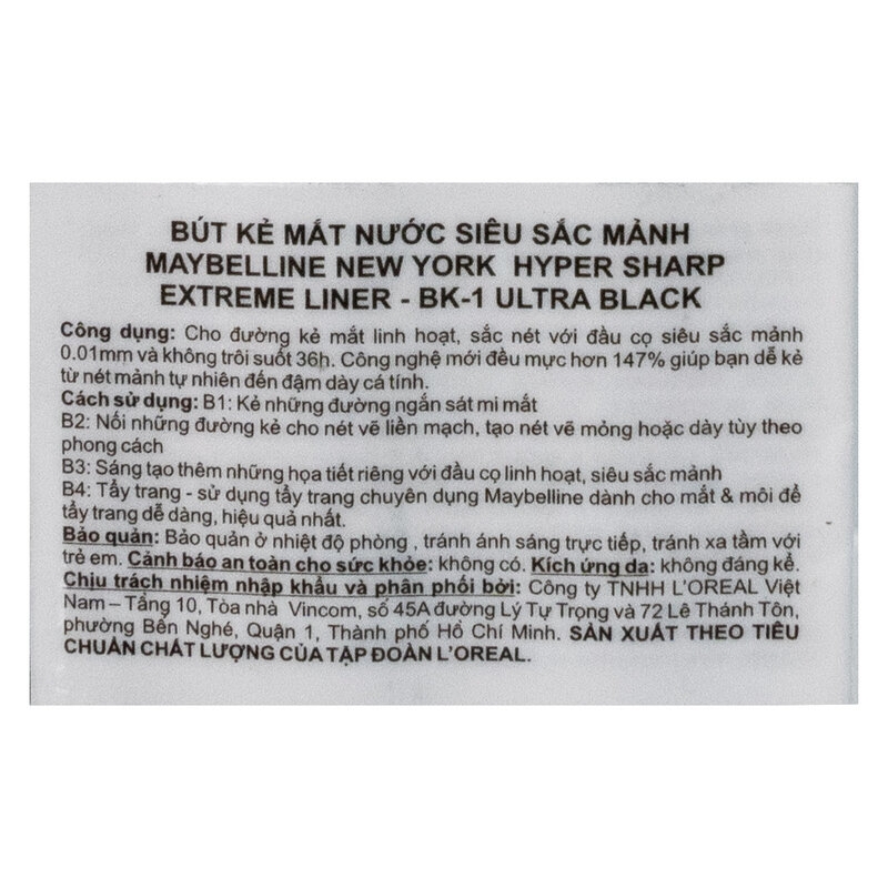 Bút Kẻ Mắt Nước Maybelline New York Hyper Sharp Extreme Liner 0.4g .#BK-1 Ultra Black
