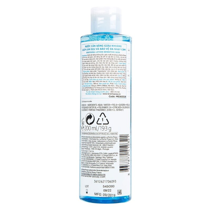 Nước Cân Bằng La Roche-Posay Giàu Khoáng Da Nhạy Cảm Soothing Lotion Sensitive Skin 200ml