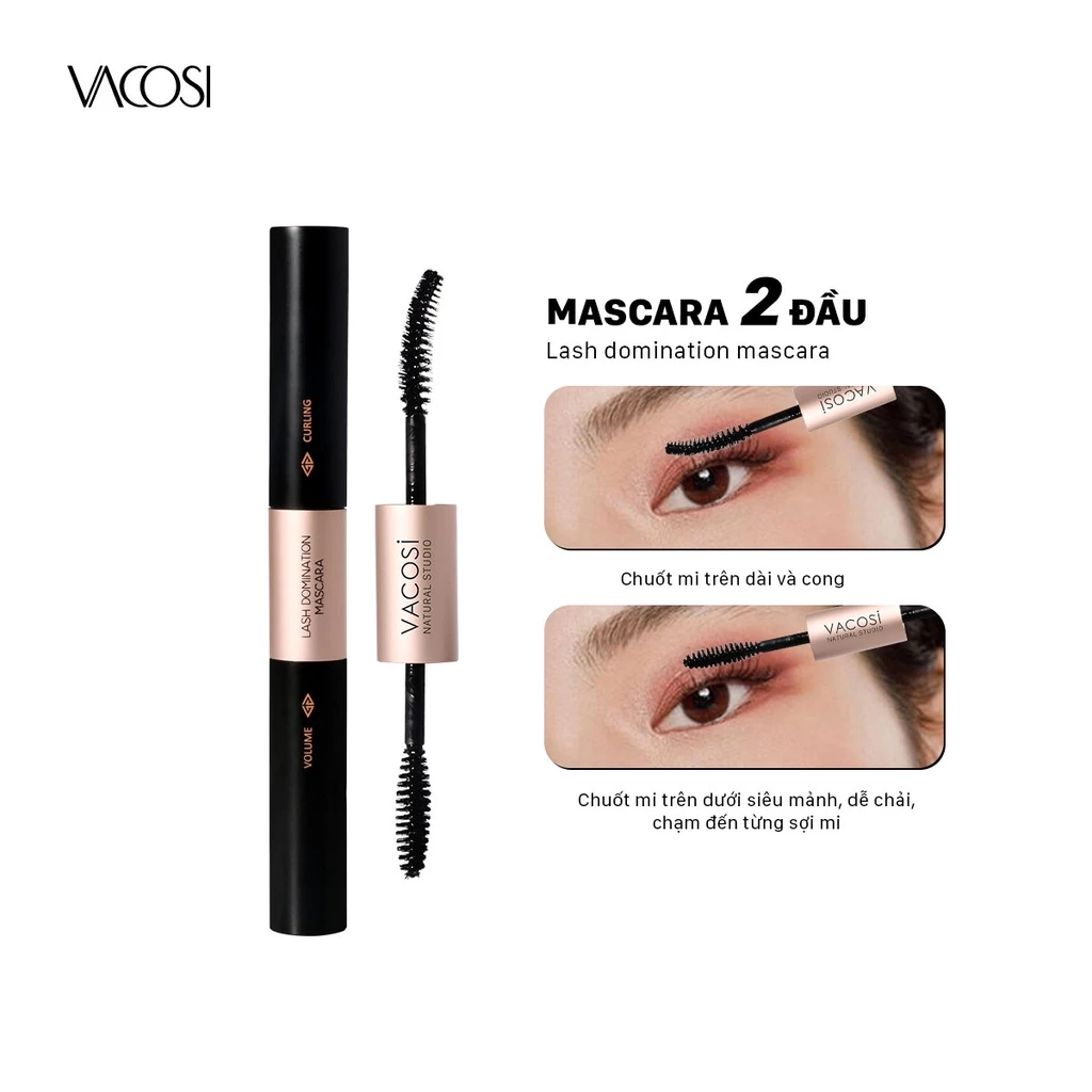 Mascara Vacosi Natural Lash Domination Mascara  2 Đầu Dài Và Cong Mi 10g