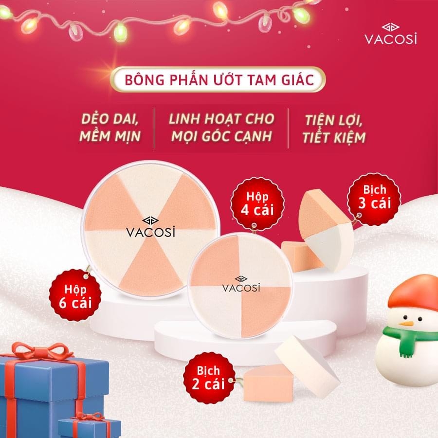 Bông Phấn Ướt Vacosi Hình Tam Giác BP28 (6 Cái)