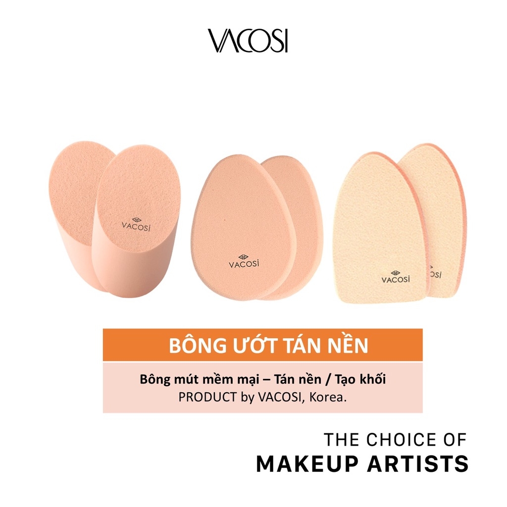 Bông Phấn Ướt Vacosi Tan Nền (2 Cái)