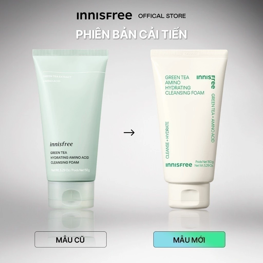 Sữa Rửa Mặt Innisfree Green Tea Amino Hydrating Dưỡng Ẩm Chiết Xuất Trà Xanh 150g (Mới)