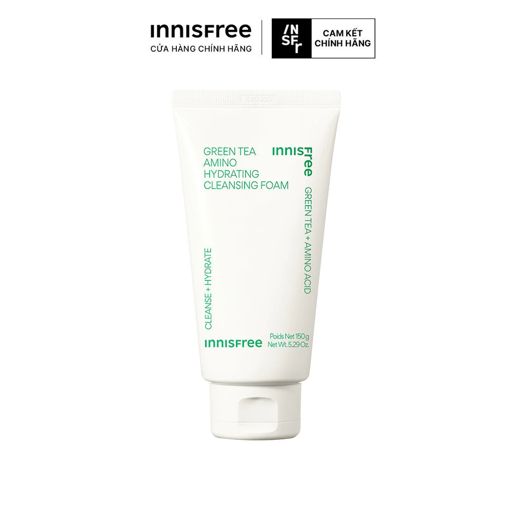 Sữa Rửa Mặt Innisfree Green Tea Amino Hydrating Dưỡng Ẩm Chiết Xuất Trà Xanh 150g (Mới)