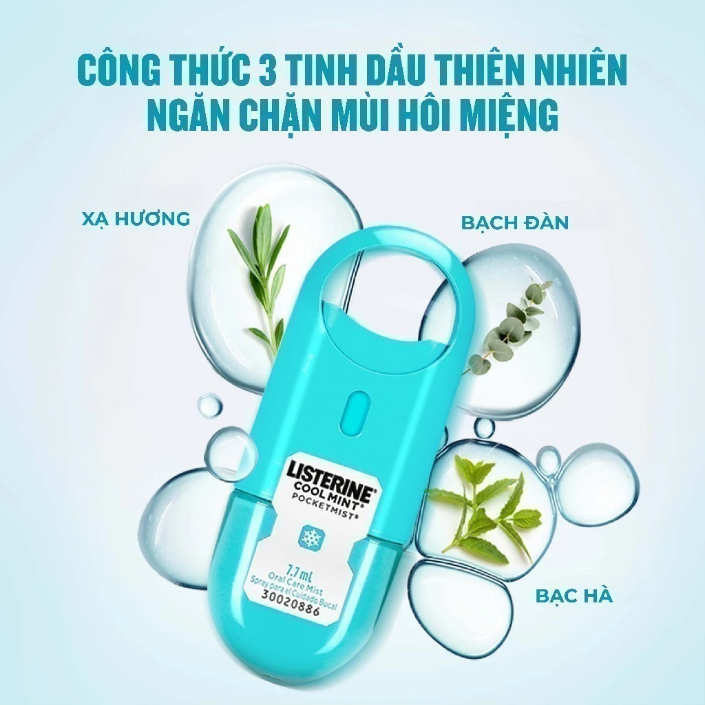 Xịt Thơm Miệng Listerine Cool Mint Pocketmist Làm Hơi Thở Thơm Mát 7.7ml