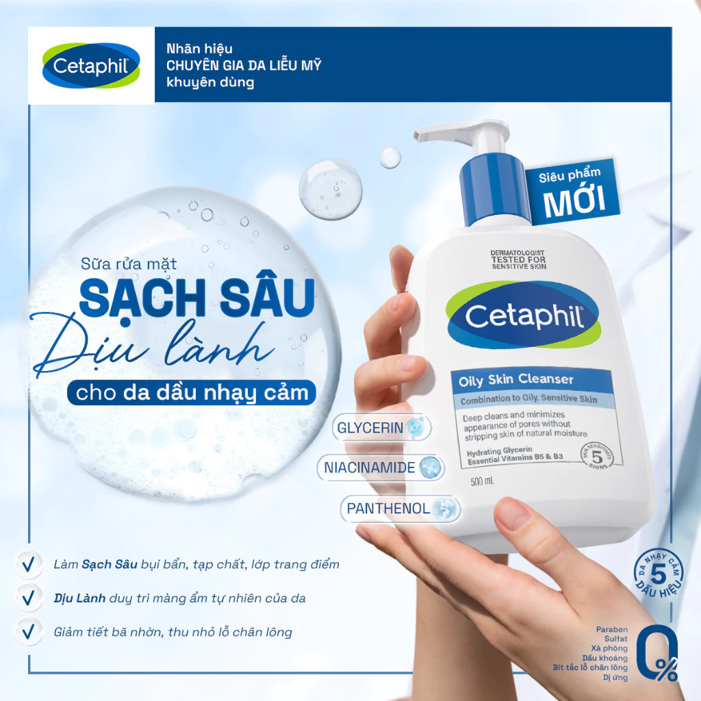 Sữa Rửa Mặt Cetaphil Dịu Lành Cho Da Dầu Nhạy Cảm