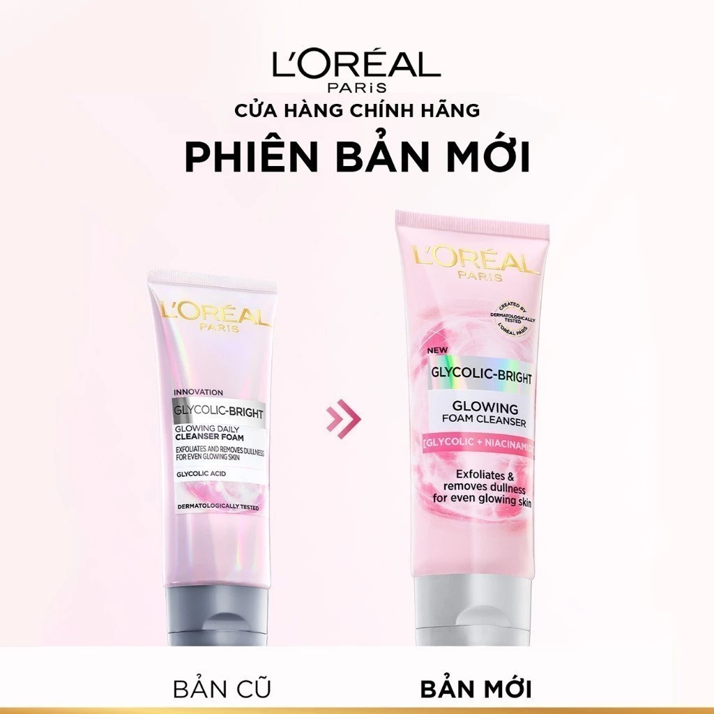 Sữa Rữa Mặt L'Oreal Paris Sáng Da Glycolic Bright Glowing Daily Cleanser Foam 100ml