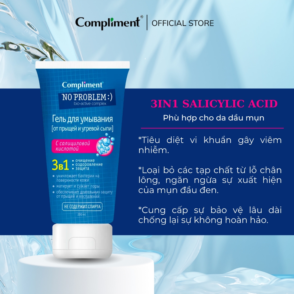 Sữa Rửa Mặt Giảm Mụn Compliment No Problem 200ml