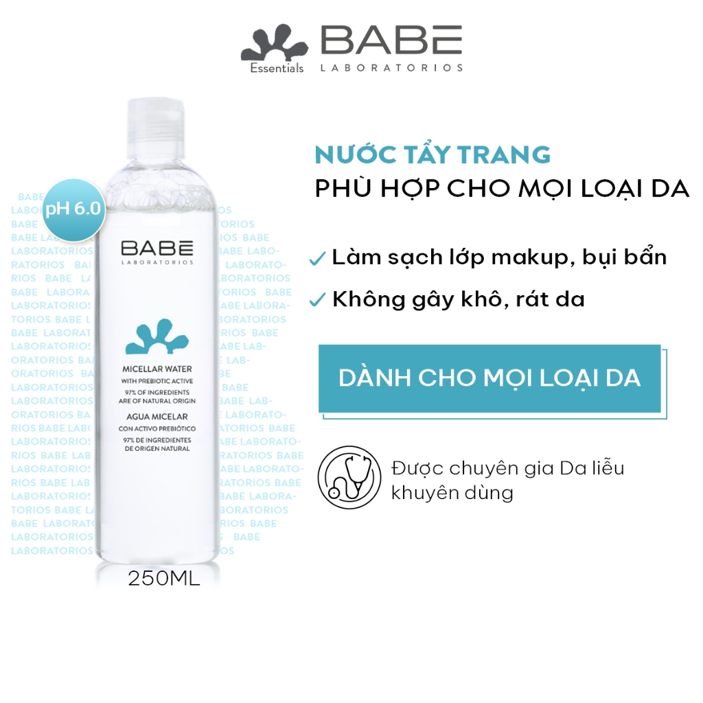 Nước Tẩy Trang Cho Mọi Loại Da Babe Essentials Prebiotic Micellar Water 250ml
