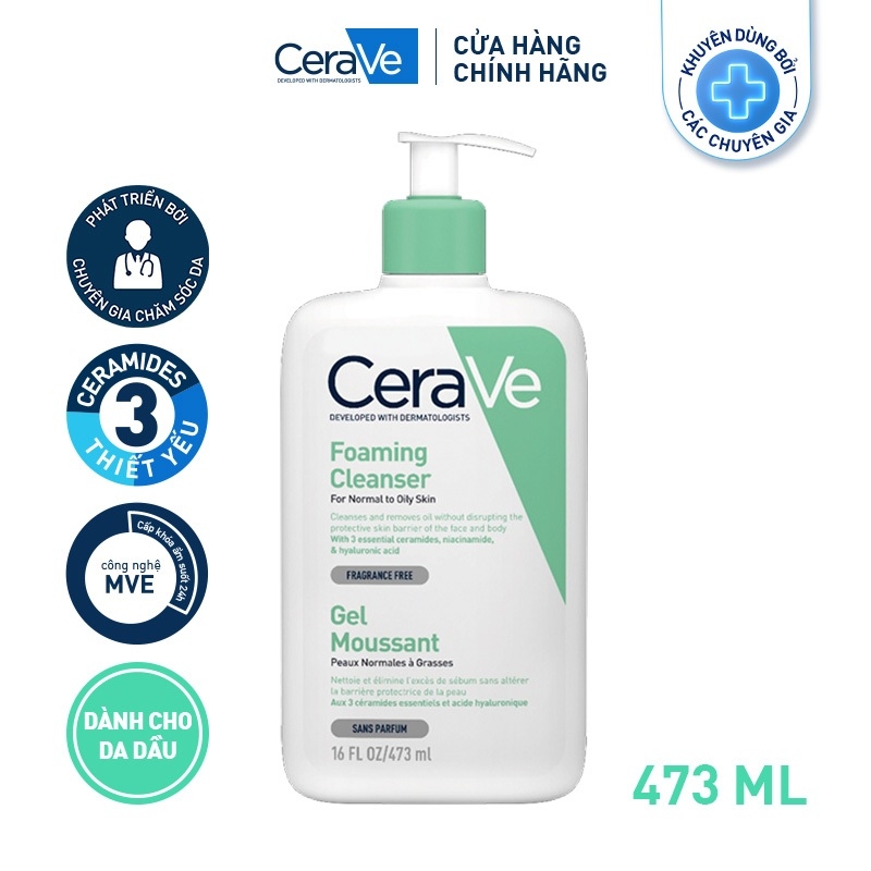 Sữa Rửa Mặt CeraVe  Giúp Làm Sạch Và Cấp Ẩm Dành Cho Các Loại Da