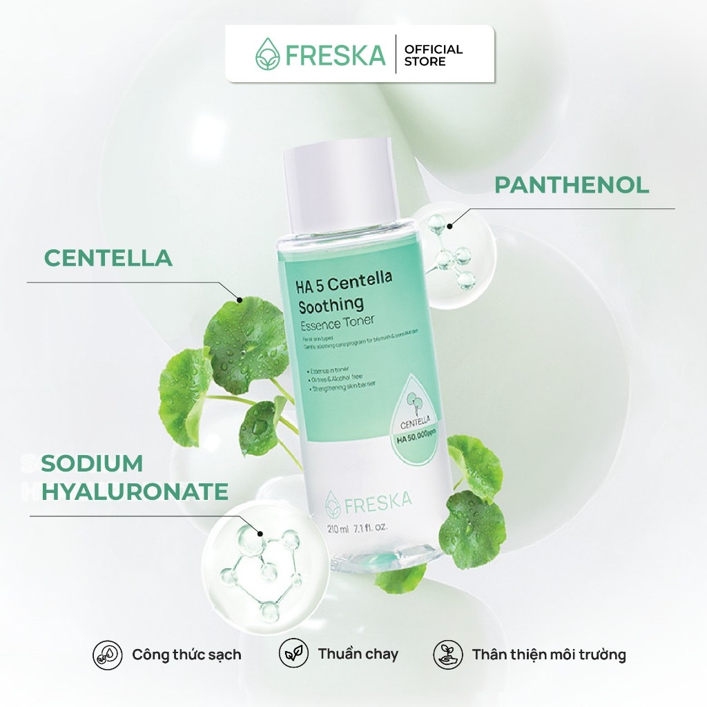 Nước Hoa Hồng Freska HA 5 Centella Soothing Essence Toner 210ml